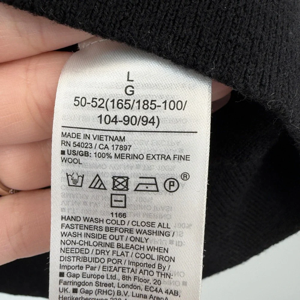 Banana Republic Mens Black Italian Merino Wool Quarter Zip Sweater Large Baruffa